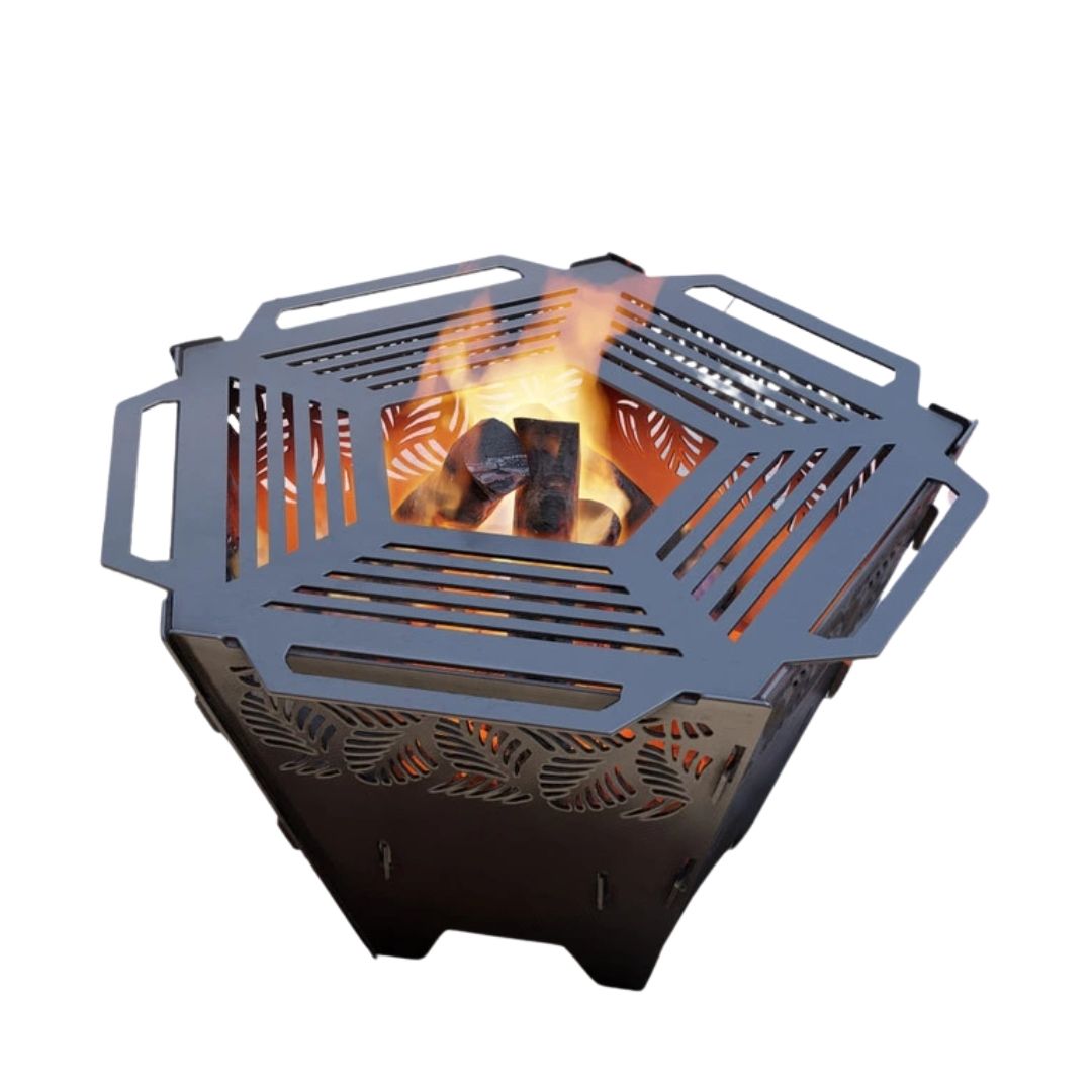 Чаша для очага Carino пятигранная разборная V4 с решеткой гриль 802х787х480 мм, металл 3 мм без покрытия