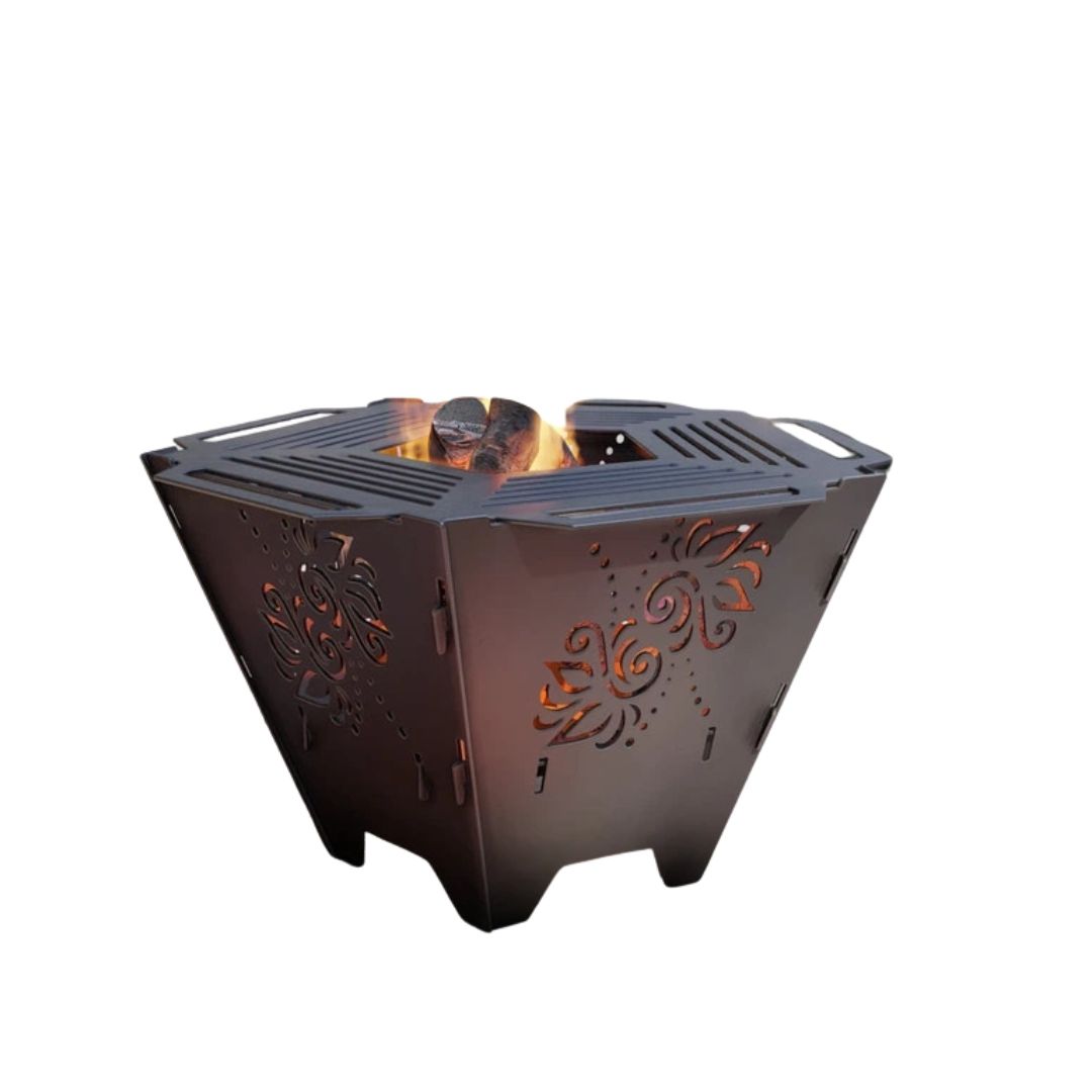 Чаша для очага Carino пятигранная разборная V5 с решеткой гриль 802х787х480 мм, металл 3 мм без покрытия