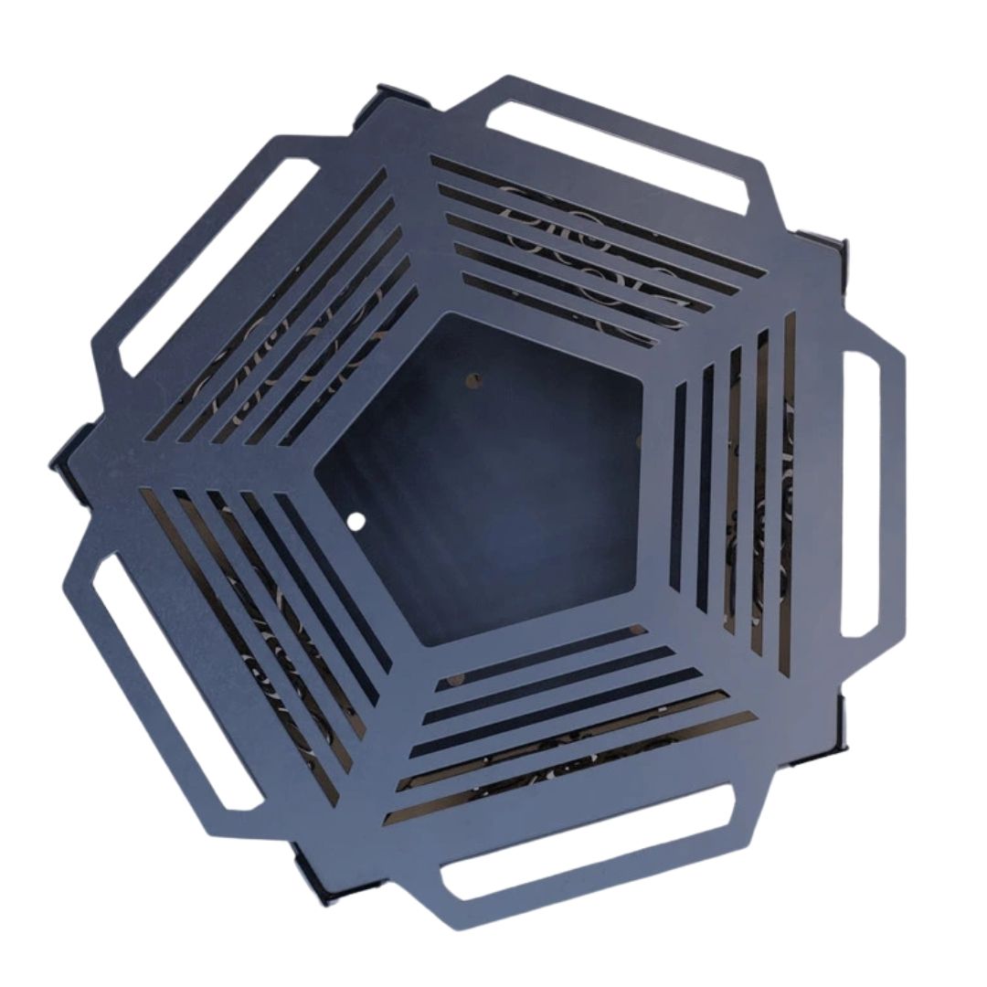 Чаша для очага Carino пятигранная разборная V5 с решеткой гриль 802х787х480 мм, металл 3 мм без покрытия