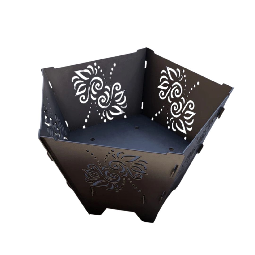 Чаша для очага Carino пятигранная разборная V5 с решеткой гриль 802х787х480 мм, металл 3 мм без покрытия