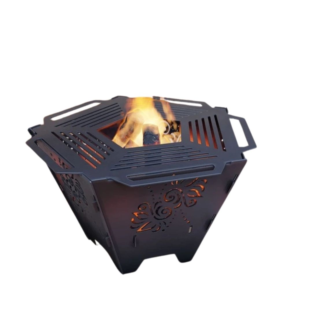 Чаша для очага Carino пятигранная разборная V5 с решеткой гриль 802х787х480 мм, металл 3 мм без покрытия