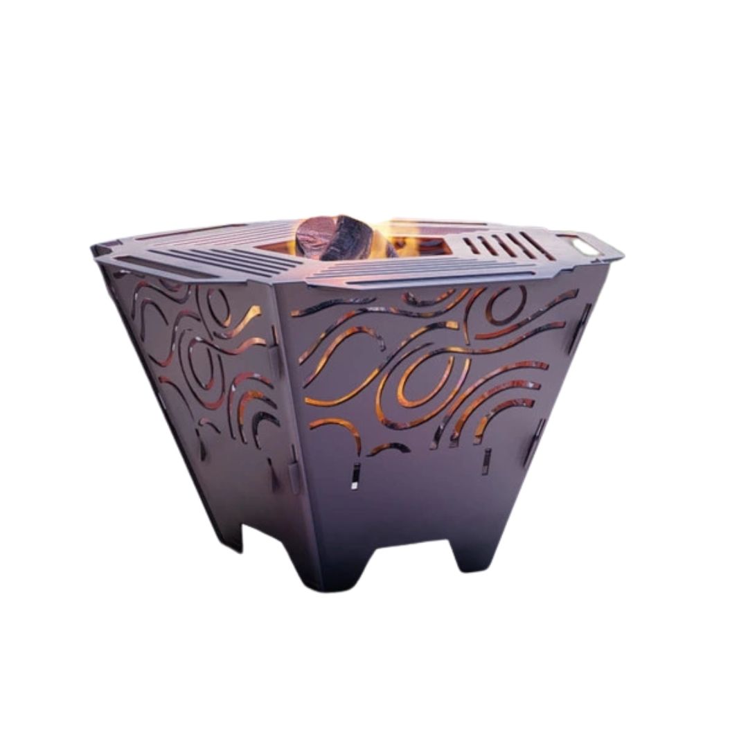 Чаша для очага Carino пятигранная разборная V6 с решеткой гриль 802х787х480 мм, металл 3 мм без покрытия