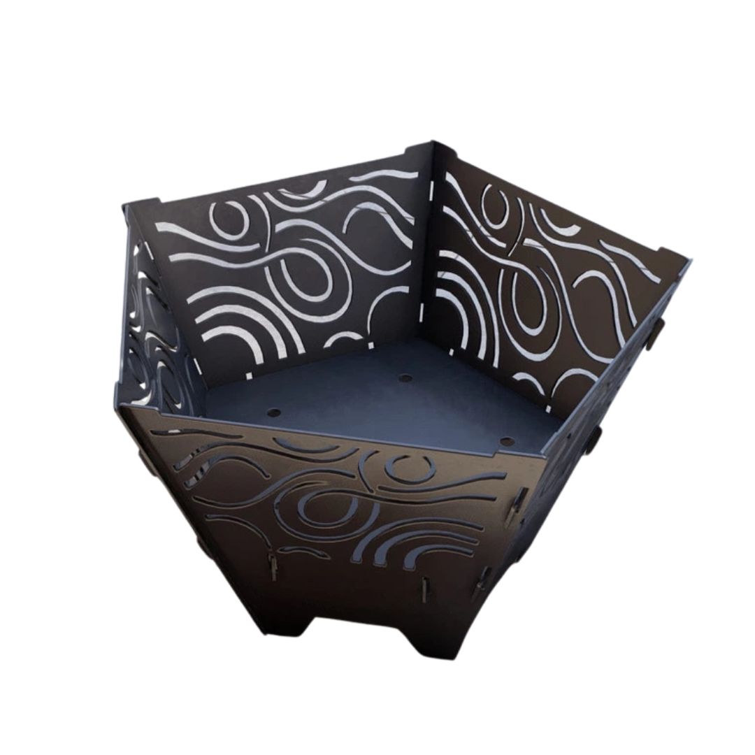 Чаша для очага Carino пятигранная разборная V6 с решеткой гриль 802х787х480 мм, металл 3 мм без покрытия