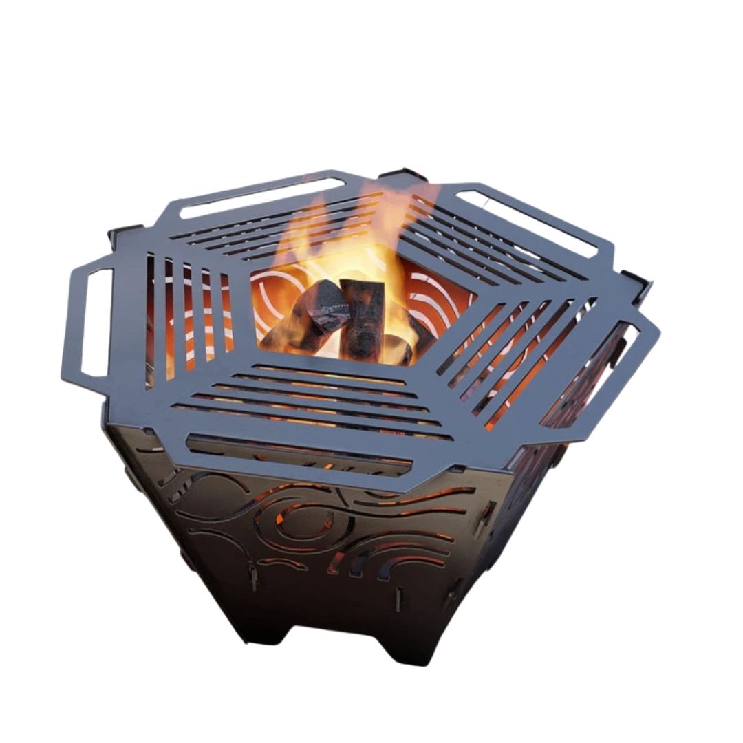 Чаша для очага Carino пятигранная разборная V6 с решеткой гриль 802х787х480 мм, металл 3 мм без покрытия