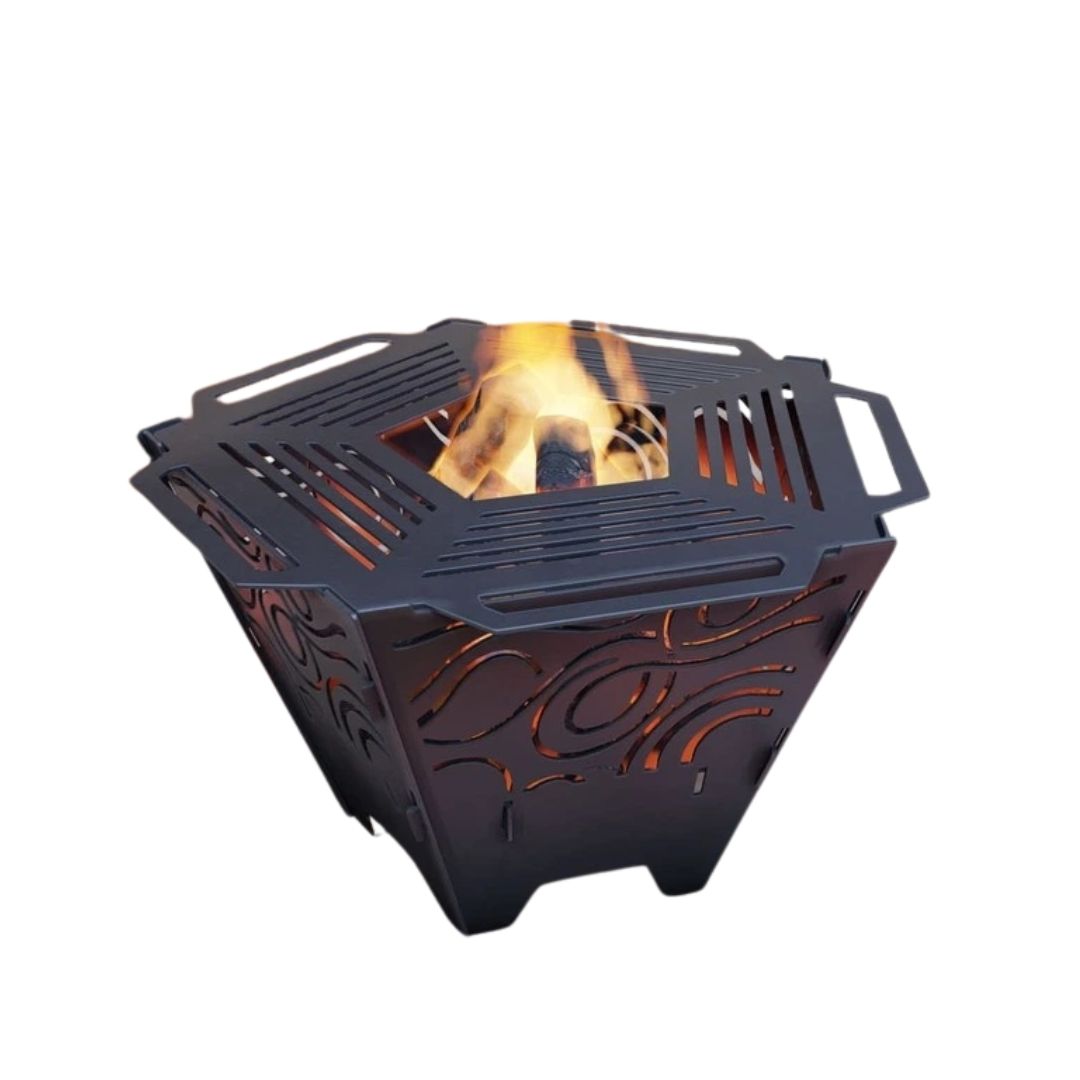 Чаша для очага Carino пятигранная разборная V6 с решеткой гриль 802х787х480 мм, металл 3 мм без покрытия