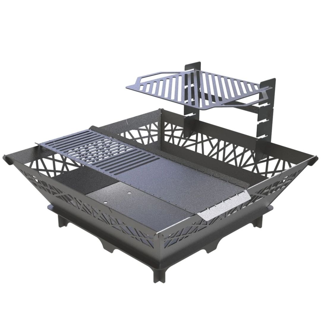 Мангал-гриль Carino квадратный 1000 мм с декором разборной 1042х1042х682 мм, металл 3 мм без покрытия