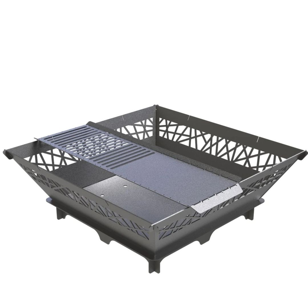 Мангал-гриль Carino квадратный 1000 мм с декором разборной 1042х1042х682 мм, металл 3 мм без покрытия