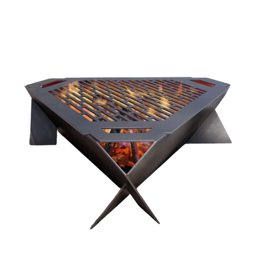 Чаша для костра Carino с грилем треугольная 800 мм разборная 820х760х245 мм, металл 3 мм без покрытия