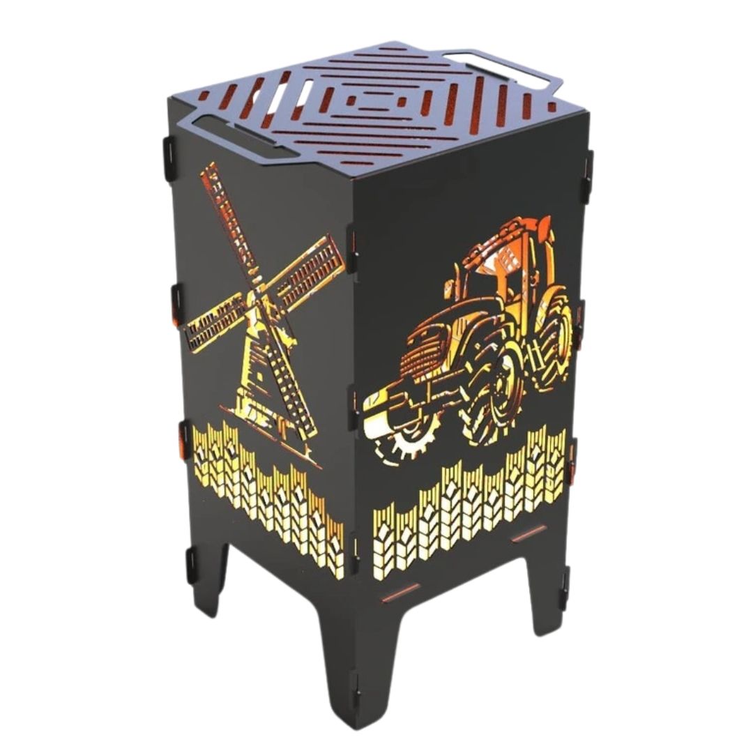 Мангал-барбекю Carino Трактор и Мельница разборной 470х380х753 мм, металл 3 мм без покрытия