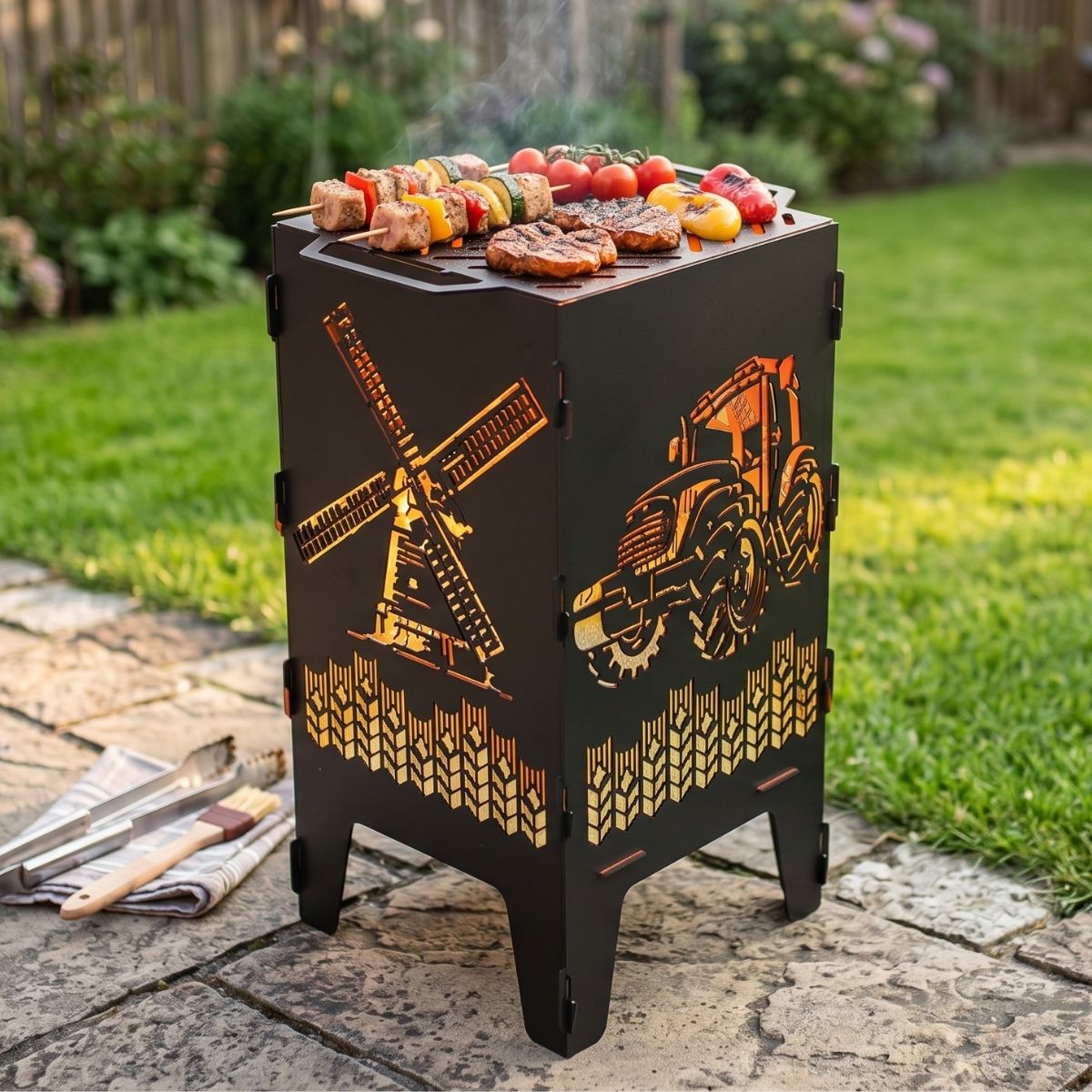 Мангал-барбекю Carino Трактор и Мельница разборной 470х380х753 мм, металл 3 мм без покрытия