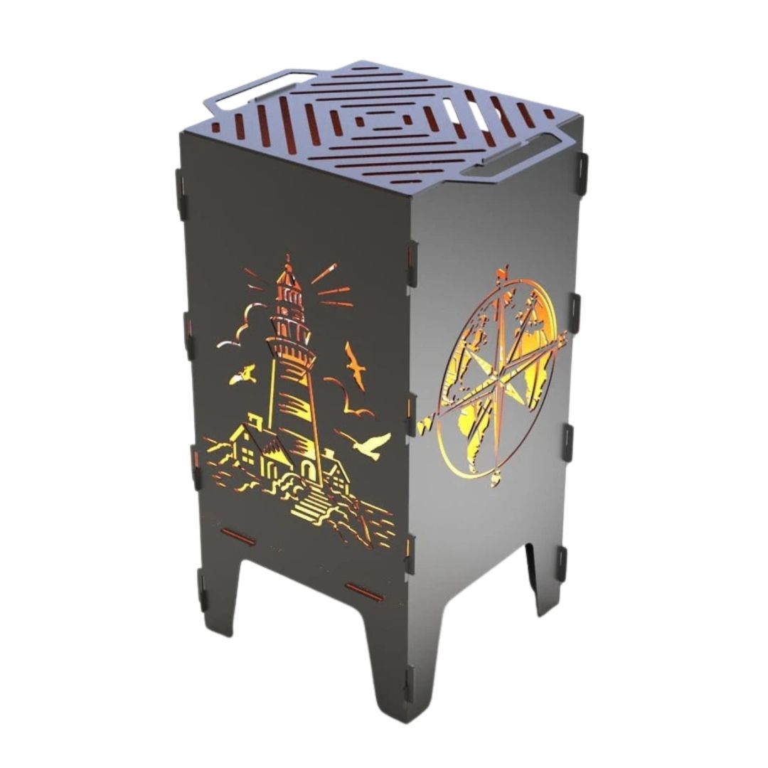 Мангал-барбекю Carino Маяк и Компас разборной 470х380х753 мм, металл 3 мм без покрытия