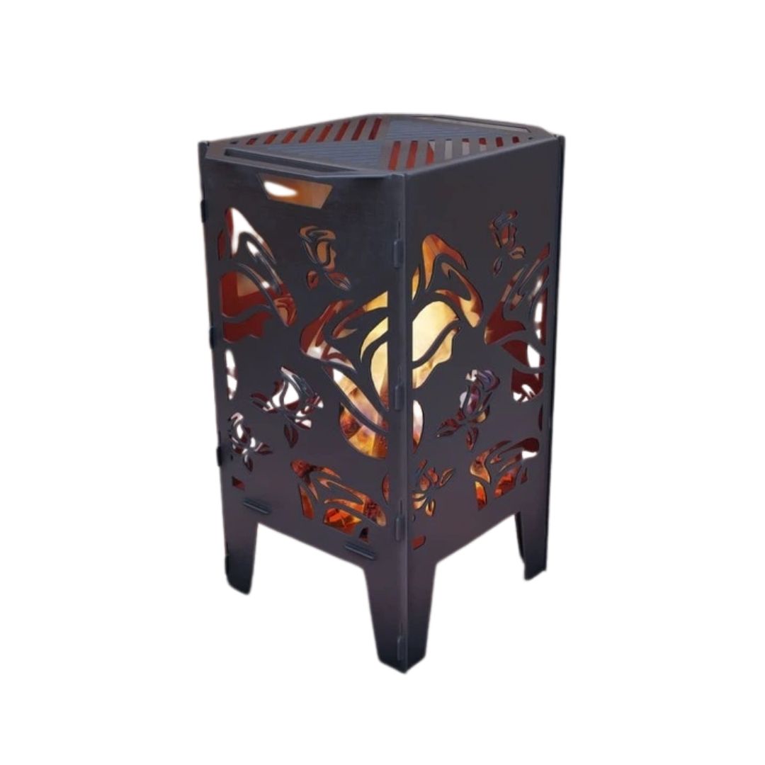 Кошик з грилем мангал-барбекю Carino Троянди V1 513х393х750 мм, метал 3 мм без покриття