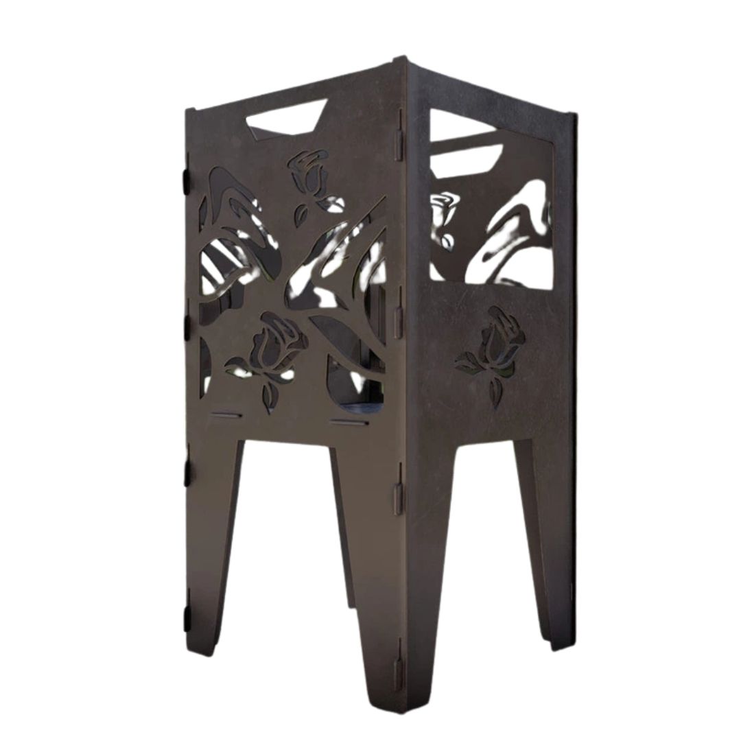 Кошик з грилем мангал-барбекю Троянди V2 513х393х750 мм, метал 3 мм без покриття