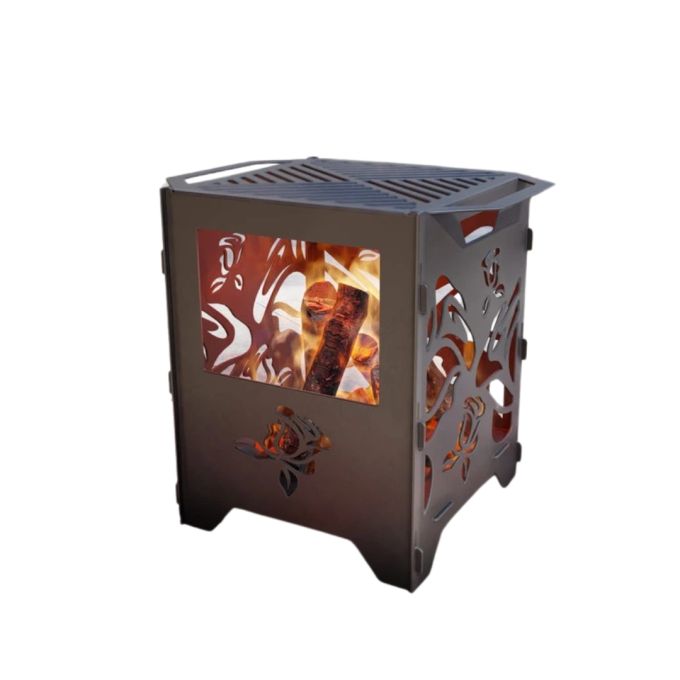 Кошик з грилем мангал-барбекю Троянди V3 513х393х500 мм, метал 3 мм без покриття