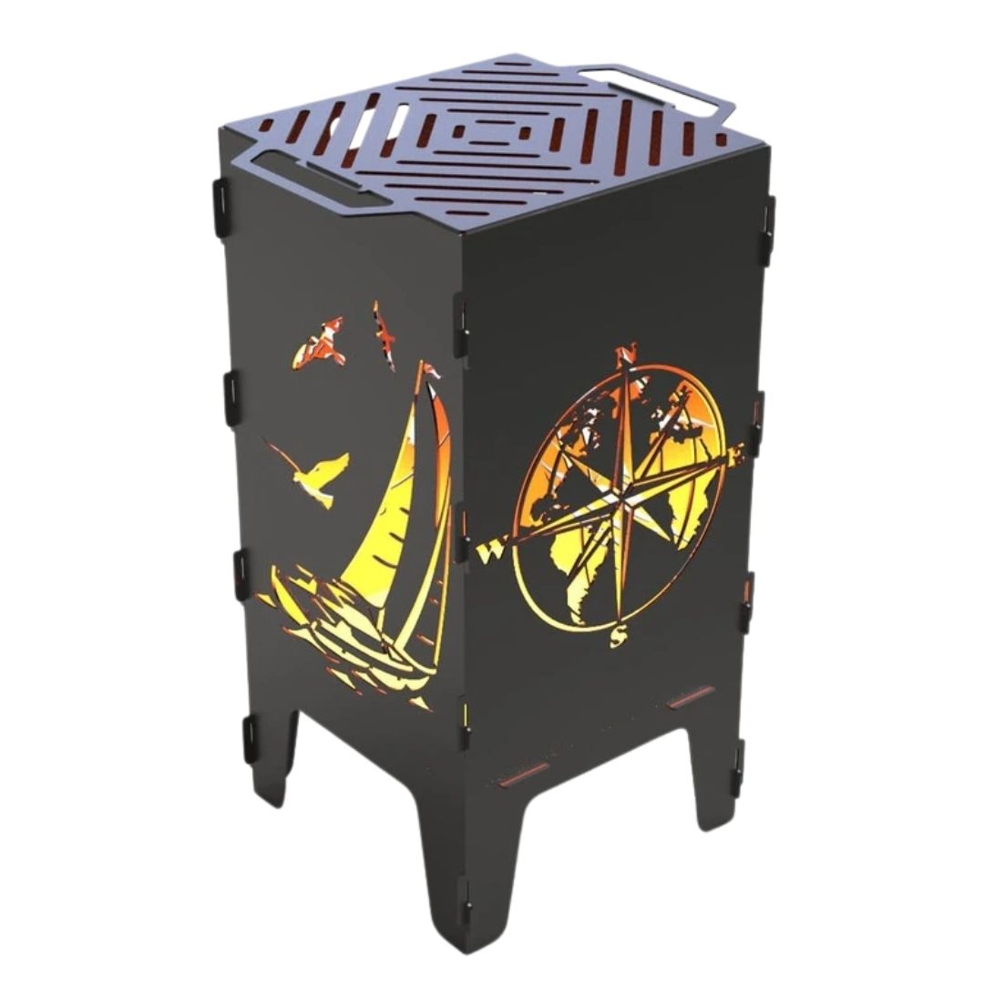 Мангал-барбекю Carino Компас і Вітрильник розбірний 470х380х753 мм, метал 3 мм без покриття