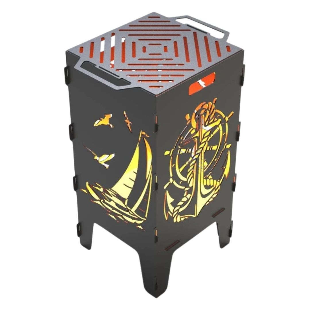 Мангал-барбекю Carino Якорь и Парусник разборной 470х380х753 мм, металл 3 мм без покрытия