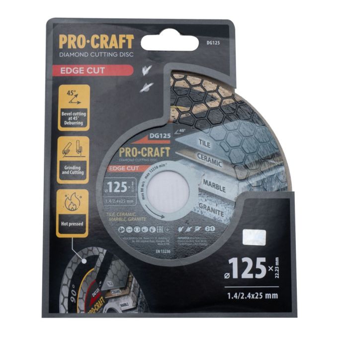 Алмазний диск Procraft DG125 125мм 22,23мм 2.4 мм