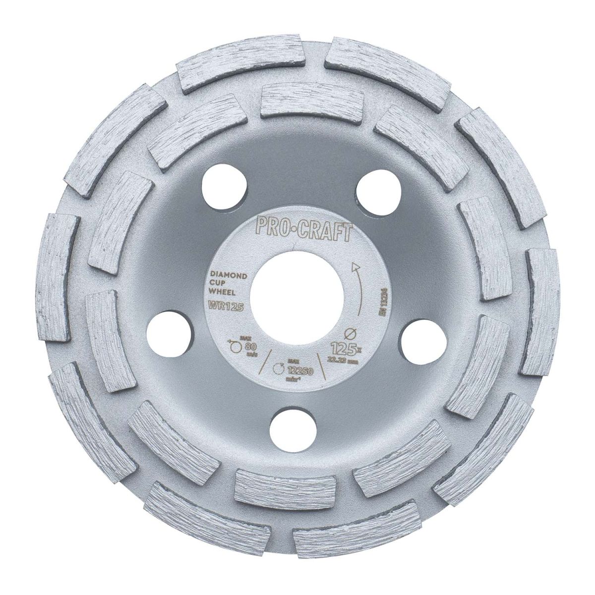 Шліфувальна алмазна чашка Procraft WR125 125мм 22.23