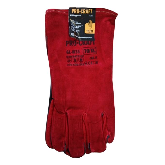 Рукавички зварника "Краги" Procraft GL-W35 (35см червоні)