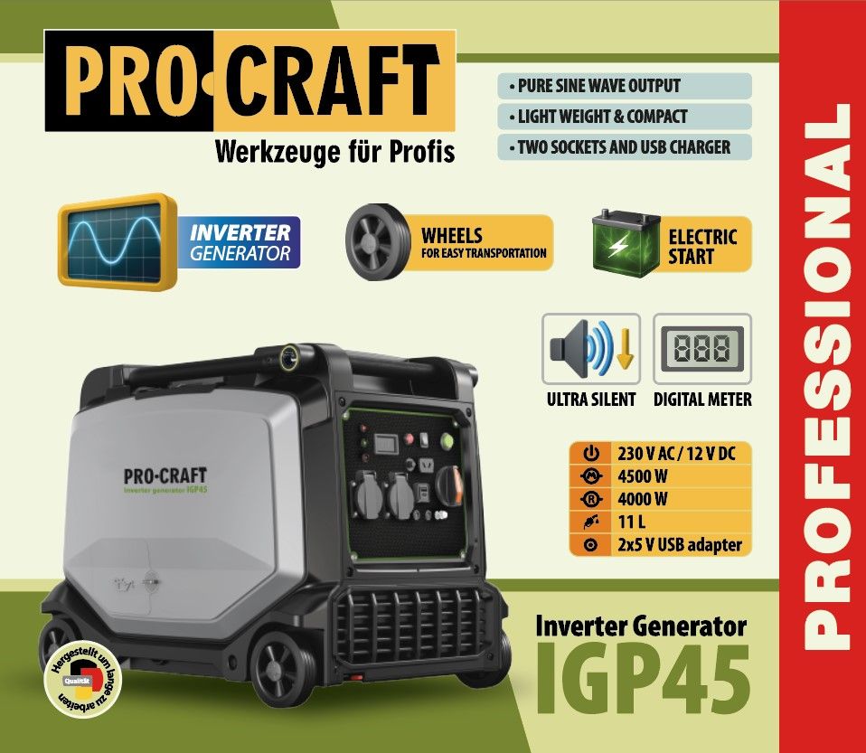Инверторный бензиновый генератор Procraft IGP45 инверторный бензиновый генератор Procraft IGP45