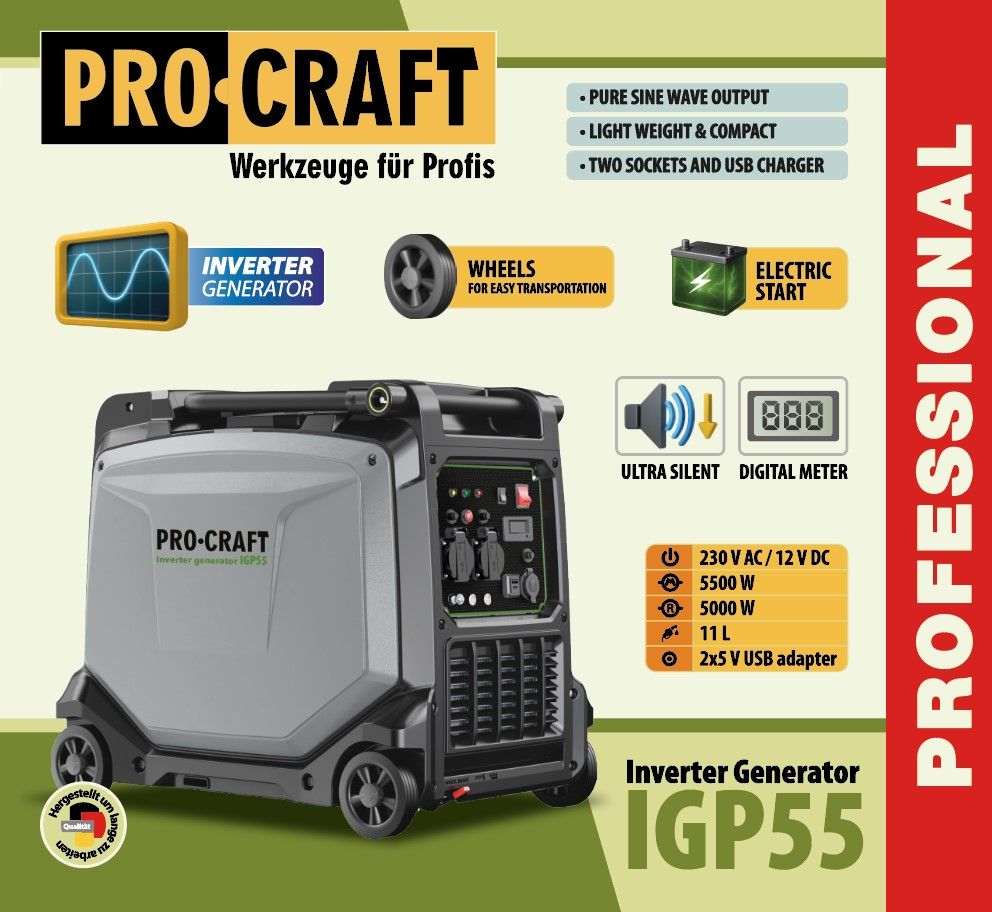 Инверторный бензиновый генератор Procraft IGP55 инверторный бензиновый генератор Procraft IGP55