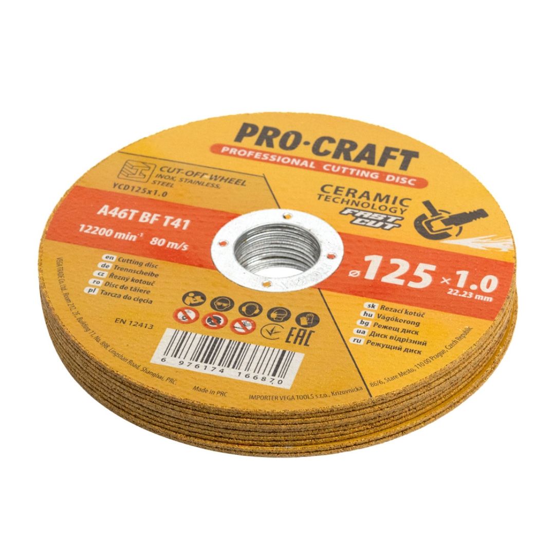 Диск відрізний керамічний Procraft YCD125x1.0b 125 мм 1,0 мм 22,2 мм 10 шт/уп