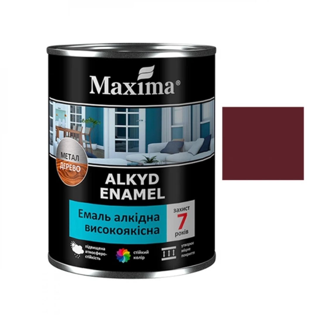 Емаль алкідна модифікована, вишнева, ТМ «Maxima» - 2,3 кг