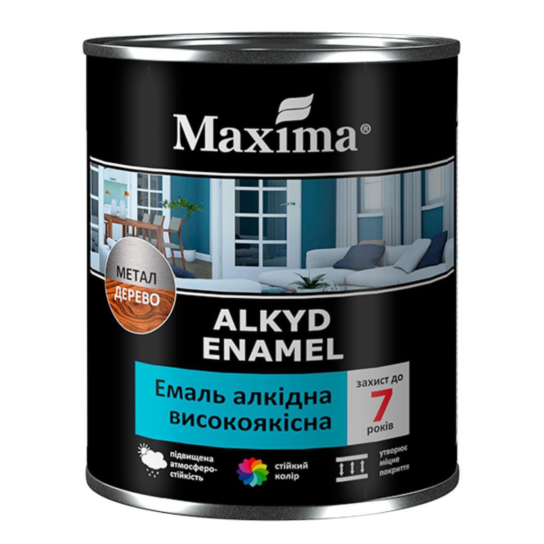 Емаль алкідна модифікована, чорна, ТМ «Maxima» - 2,3 кг