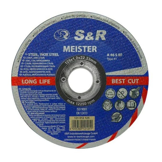 Круг отрезной S&R Meister А 46 по мет/нерж. 125x1,2x22.2мм
