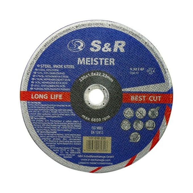 Круг вiдрiзний S&R Meister A30S BF мет/нерж. 230x1.8x22.2 мм