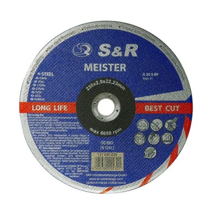 Круг вiдрiзний S&R Meister A30S BF по металу 230x2.0x22.2 мм