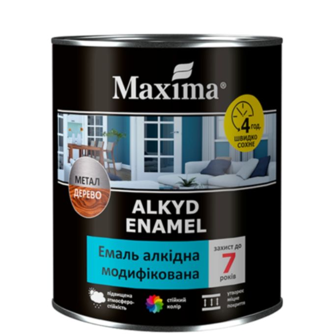 Емаль алкідна модифікована, сіра, ТМ «Maxima» - 2,3 кг